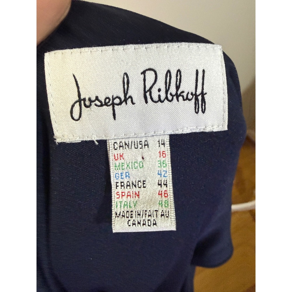 Joseph Ribkoff Cocktail Dress Womens 14 Navy Blue Asymmetrical Ruffle 171246 - Picture 7 of 10